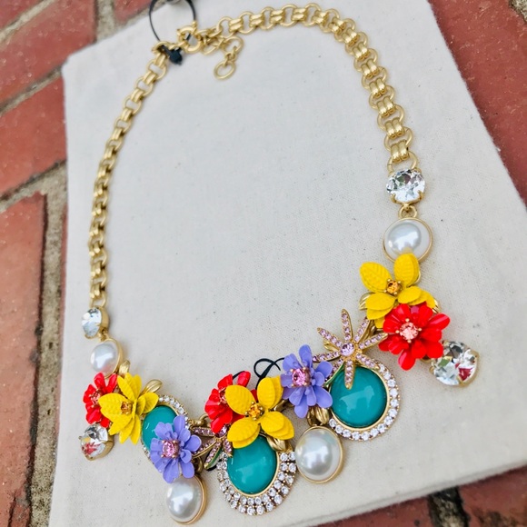 J. Crew Tropical Bloom Statement Necklace NWT - Picture 6 of 7